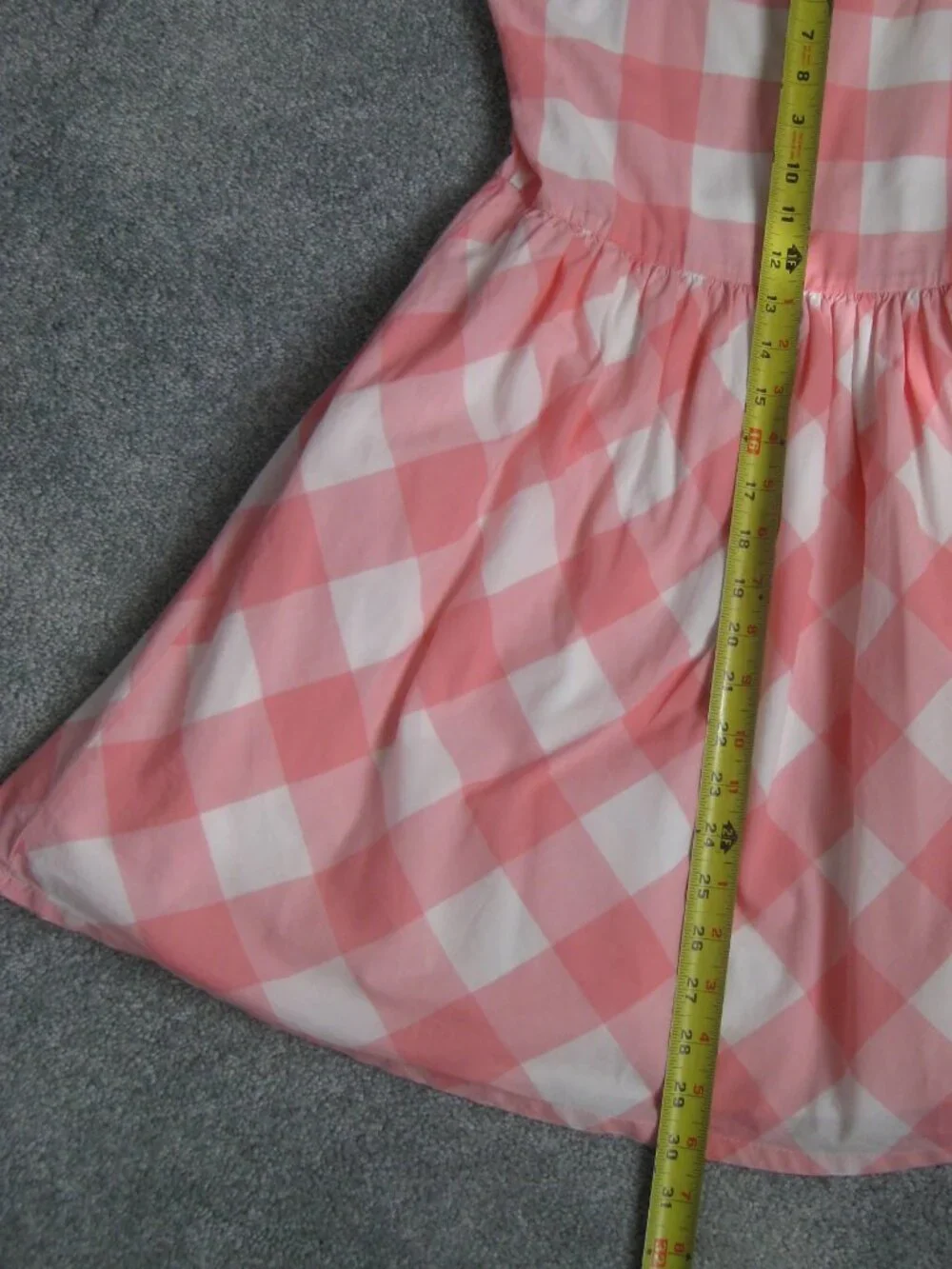 Carter's Girls Pink White Gingham Dress Size 14 Tie Shoulder Sleeveless Sundress